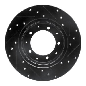 Land Rover Defender 90 Brake Rotor (1) - Rear Left - DFC - Drilled & Slotted - Black - `74-`16