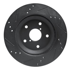 Subaru Crosstrek Brake Rotor (1) - Rear Right - DFC - Drilled & Slotted - Black - `19-`25