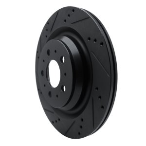 Tesla Model Y Brake Rotor (1) - Rear Left - DFC - Drilled & Slotted - Black - `17-`25