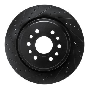 Jeep Wagoneer Brake Rotor (1) - Rear Left - DFC - Drilled & Slotted - Black - `21-`25