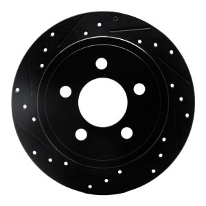 Jeep Wrangler Brake Rotor (1) - Rear Left - DFC - Drilled & Slotted - Black - `03-`07