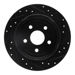Jeep Wrangler Brake Rotor (1) - Rear Left - DFC - Drilled & Slotted - Black - `07-`18