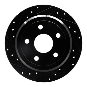 Jeep Wrangler Brake Rotor (1) - Rear Left - DFC - Drilled & Slotted - Black - `07-`18