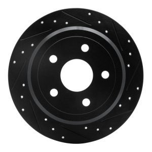 Jeep Wrangler Brake Rotor (1) - Rear Right - DFC - Drilled & Slotted - Black - `07-`18