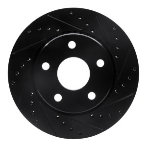 Jeep Wrangler Brake Rotor (1) - Front Right - DFC - Drilled & Slotted - Black - `07-`18