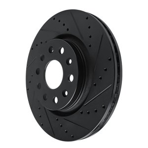 Jeep Wrangler Brake Rotor (1) - Front Right - DFC - Drilled & Slotted - Black - `18-`25