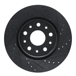 Jeep Wrangler Brake Rotor (1) - Front Right - DFC - Drilled & Slotted - Black - `18-`25