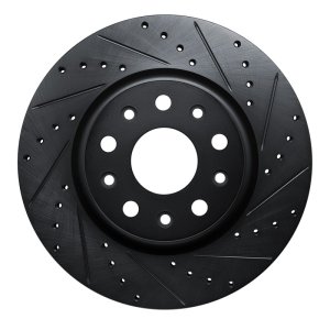 Jeep Wrangler Brake Rotor (1) - Front Right - DFC - Drilled & Slotted - Black - `18-`25