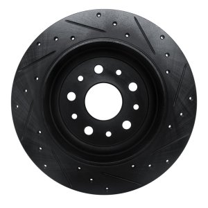 Jeep Wrangler Brake Rotor (1) - Rear Left - DFC - Drilled & Slotted - Black - `18-`25