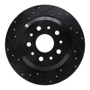 Jeep Wrangler Brake Rotor (1) - Rear Left - DFC - Drilled & Slotted - Black - `18-`25