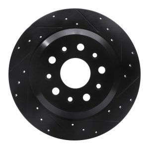 Jeep Wrangler Brake Rotor (1) - Rear Right - DFC - Drilled & Slotted - Black - `18-`25