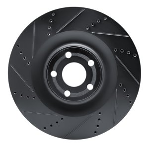 Ford Mustang Mach-E Brake Rotor (1) - Front Left - DFC - Drilled & Slotted - Black - `21-`25