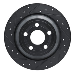 Ford Maverick Brake Rotor (1) - Rear Left - DFC - Drilled & Slotted - Black - `22-`25