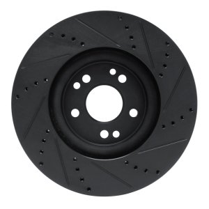 Mercedes-Benz E500 Brake Rotor (1) - Right Front - DFC - Drilled & Slotted - Black - `94-`02