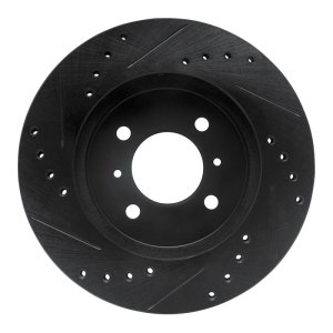 Mitsubishi Mirage Brake Rotor (1) - Front Right - DFC - Drilled & Slotted - Black - `98-`07