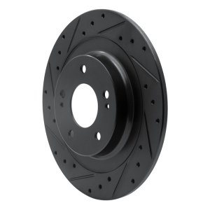 Mitsubishi Outlander PHEV Brake Rotor (1) - Rear Left - DFC - Drilled & Slotted, Zinc Plated - Black - `13-`25