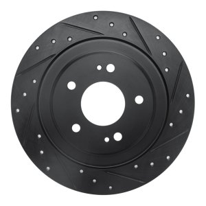 Mitsubishi Outlander PHEV Brake Rotor (1) - Rear Right - DFC - Drilled & Slotted - Black - `13-`25