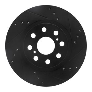 Toyota MR2 Spyder Brake Rotor (1) - Rear Right - DFC - Drilled & Slotted - Black - `00-`05