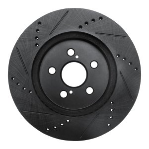 Toyota Corolla Brake Rotor (1) - Front Right - DFC - Drilled & Slotted - Black - `19-`25