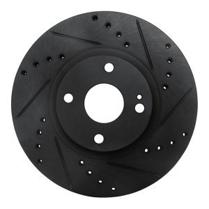 Mazda Miata Brake Rotor (1) - Front Right - DFC - Drilled & Slotted - Black - `01-`05