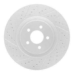 Ford Mustang Brake Rotor (1) - Front Left - DFC - Drilled & Slotted Geoperformance - `07-`14