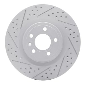 Ford Mustang Brake Rotor (1) - Front Left - DFC - Drilled & Slotted Geoperformance - `11-`14