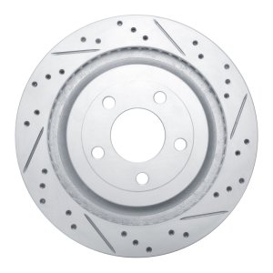 Ford Mustang Brake Rotor (1) - Rear Right - DFC - Drilled & Slotted Geoperformance - `15-`23