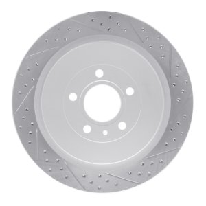 Ford Mustang Brake Rotor (1) - Rear Right - DFC - Drilled & Slotted Geoperformance - `13-`14