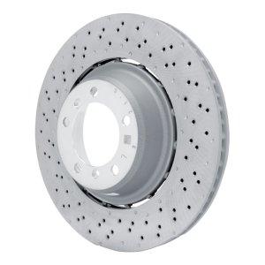 Porsche 718 Cayman Brake Rotor (1) - Left Rear - DFC - Drilled, Hi-Carbon Alloy, Geomet Coated - `16-`23 Porsche 718 Cayman Brake Rotor (1) - Left Rear - DFC - Drilled, Hi-Carbon Alloy, Geomet Coated - `16-`23