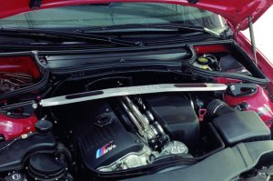 BMW M3 Strut Tower Brace - Front - Dinan - Brushed Aluminum with Carbon Fiber Inlays - `01-`06