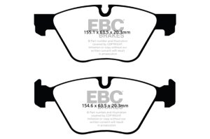 BMW 528 Brake Pads - Front - EBC - Greenstuff 2000 Series - `11-`27