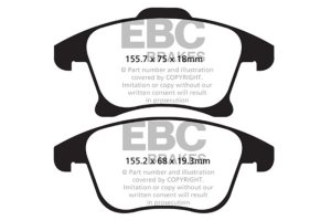 Ford Fusion Brake Pads - Front - EBC - Greenstuff 2000 Series Sport - `13-`27