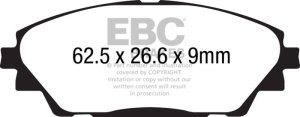 Mazda 3 Brake Pad - Front - EBC - Greenstuff 2000 Series - `14-`27