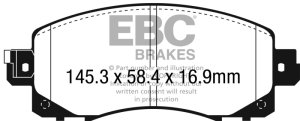 Subaru XV Crosstrek Brake Pad Set - Front - EBC - Greenstuff 2000 Series - `18-`27