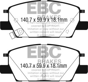 Chevrolet Malibu Brake Pads - Front - EBC - Greenstuff 2000 Series Sport - `16-`27
