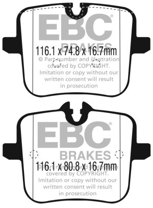 BMW M5 Brake Pads - Rear - EBC - Redstuff Ceramic Low Dust - `18-`27