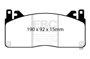 Ford Mustang Brake Pads - Front - EBC - Redstuff Ceramic Low Dust - Red - `15-`27