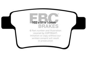 Ford Five Hundred Brake Pads - Rear - EBC - Yellowstuff - `04-`07 Ford Five Hundred Brake Pads - Rear - EBC - Yellowstuff - `04-`07