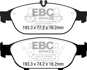 Mercedes-Benz E550 Brake Pads - Front - EBC - Yellowstuff - `12-`27