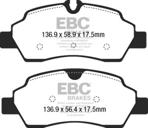 Ford Transit Brake Pads - Rear - EBC - Yellowstuff - `15-`27