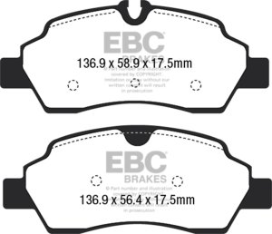 Ford Transit Brake Pads - Rear - EBC - Ultimax2 - Black - `15-`27