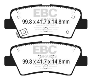 Hyundai Sonata Brake Pads - Rear - EBC - Ultimax2 - `15-`27