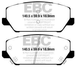 Hyundai Veloster Turbo N Brake Pad - Front - EBC - Ultimax OEM Replacement - `19-`27