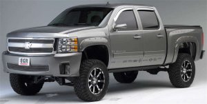 Chevrolet Silverado LD/HD Fender Flares - Front + Rear - EGR - Bolt-On Series Premium with Stainless Accent Bolts - Black - `07-`14