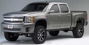 Chevrolet Silverado LD/HD Fender Flares - Front + Rear - EGR - Bolt-On Series Premium with Stainless Accent Bolts - Black - `07-`14
