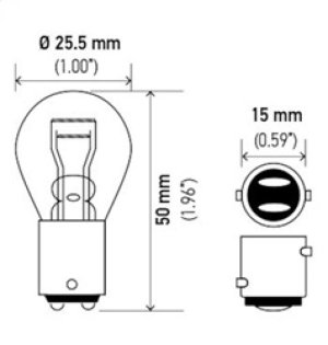 Chevrolet SSR Miniature Bulb - Hella - 2057 12V 27/7W BAY15d S8 - `03-`06