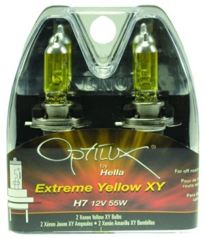 Volkswagen Passat Headlight Bulb Set - Hella - Optilux H7 12V/55W XY - Xenon Yellow - `98-`01