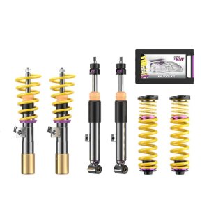 BMW M3 Coilover Suspension Kit - Front + Rear - KW - V3, Height Adjustable, Independent Compression & Rebound (TVR-A/TVC-A), Inox-Line Stainless Steel, for vehicles with electronic dampers - `22-`27