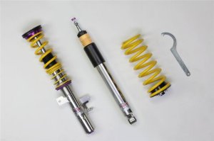 Ford Focus Coilover Suspension Kit - KW - V3, TVR-A/TVC-A, Inox-Line Stainless Steel, Height Adjustable, Independent Compression & Rebound - `13-`18