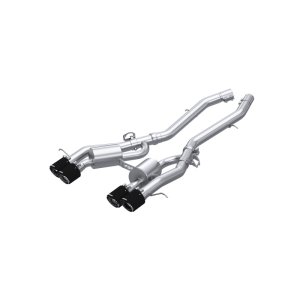 BMW M3 Performance Exhaust - Rear - MBRP - Armor Pro Axle-Back, Quad Rear Exit, 3 in. T304 Stainless Steel with 4.5 in. Carbon Fiber Tips, retains factory active exhaust - Carbon Fiber - `21-`27